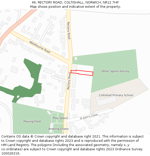 46, RECTORY ROAD, COLTISHALL, NORWICH, NR12 7HP: Location map and indicative extent of plot