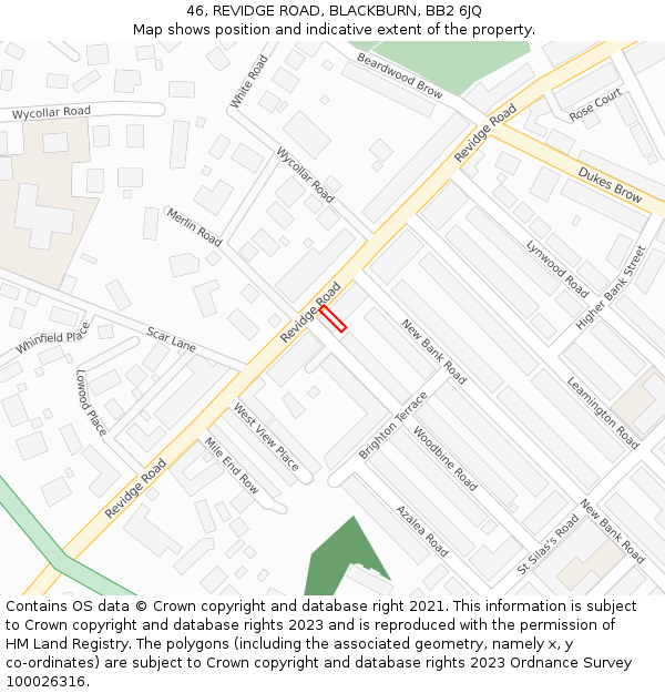 46, REVIDGE ROAD, BLACKBURN, BB2 6JQ: Location map and indicative extent of plot
