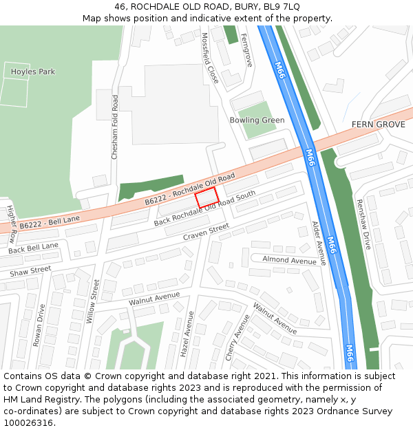 46, ROCHDALE OLD ROAD, BURY, BL9 7LQ: Location map and indicative extent of plot