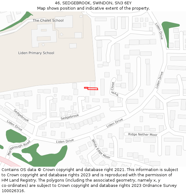 46, SEDGEBROOK, SWINDON, SN3 6EY: Location map and indicative extent of plot