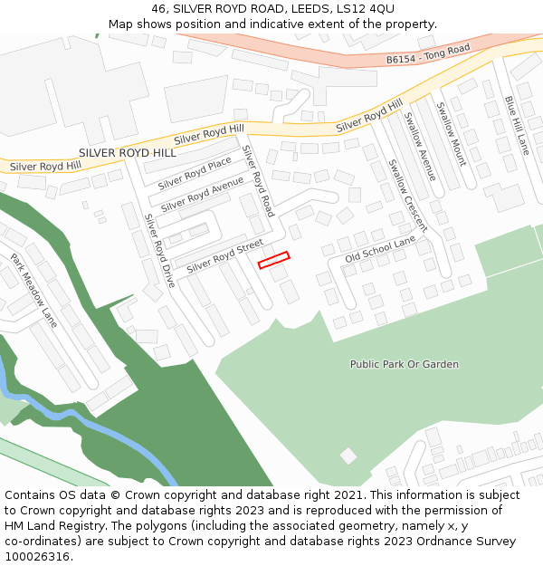 46, SILVER ROYD ROAD, LEEDS, LS12 4QU: Location map and indicative extent of plot