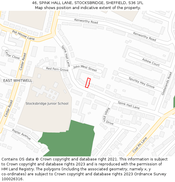 46, SPINK HALL LANE, STOCKSBRIDGE, SHEFFIELD, S36 1FL: Location map and indicative extent of plot
