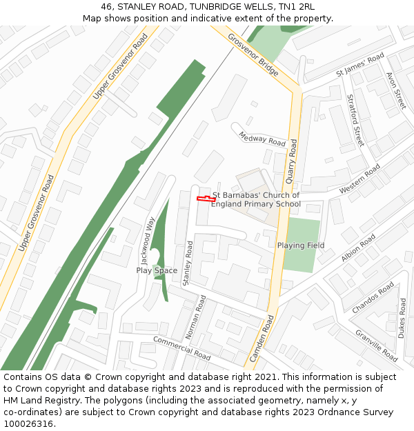 46, STANLEY ROAD, TUNBRIDGE WELLS, TN1 2RL: Location map and indicative extent of plot