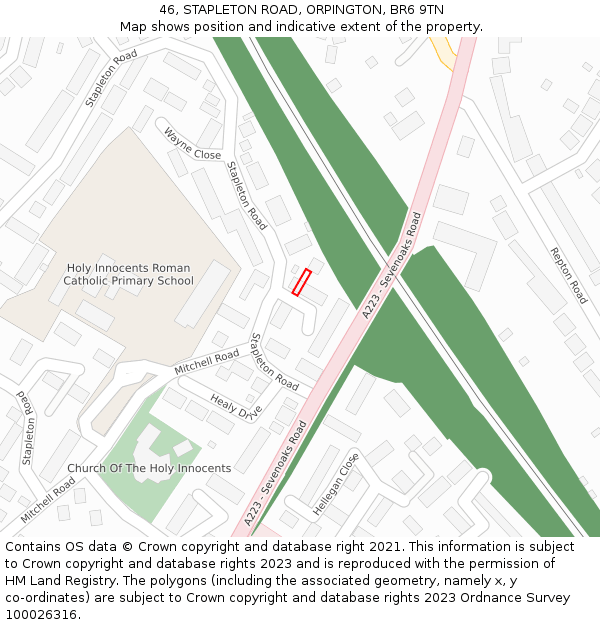 46, STAPLETON ROAD, ORPINGTON, BR6 9TN: Location map and indicative extent of plot