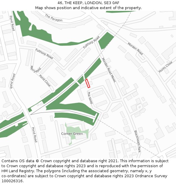 46, THE KEEP, LONDON, SE3 0AF: Location map and indicative extent of plot