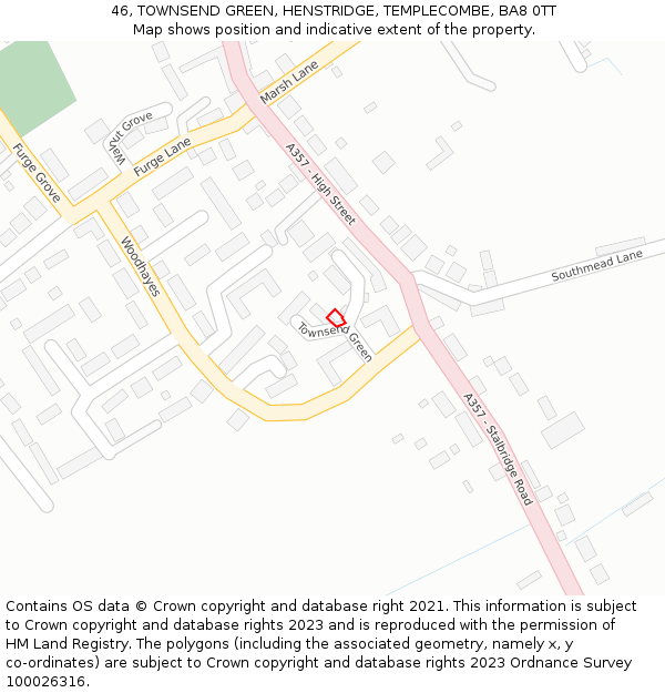 46, TOWNSEND GREEN, HENSTRIDGE, TEMPLECOMBE, BA8 0TT: Location map and indicative extent of plot