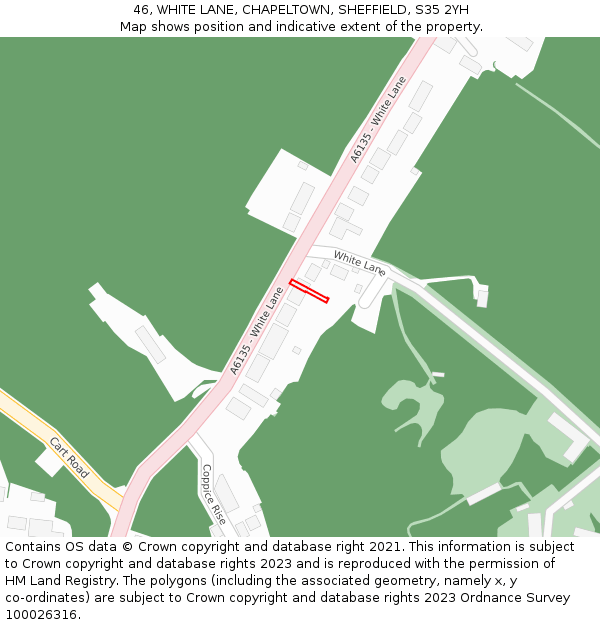 46, WHITE LANE, CHAPELTOWN, SHEFFIELD, S35 2YH: Location map and indicative extent of plot