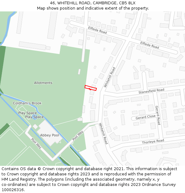 46, WHITEHILL ROAD, CAMBRIDGE, CB5 8LX: Location map and indicative extent of plot