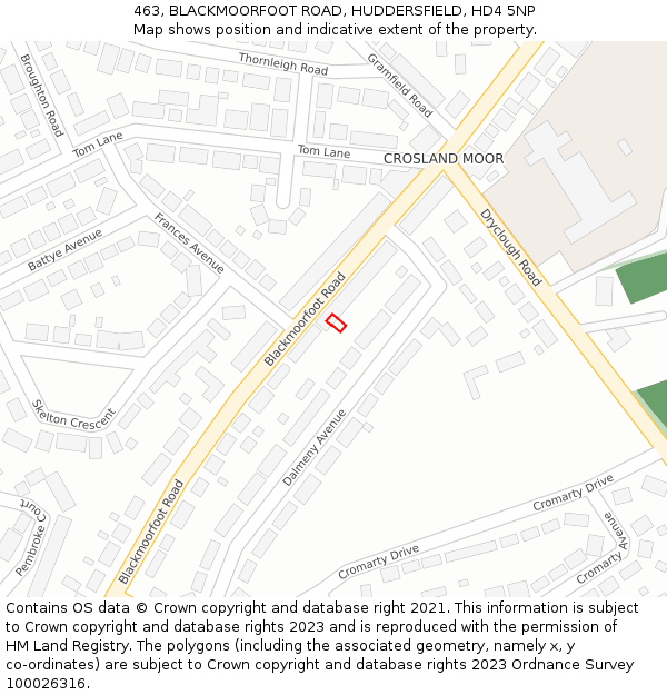 463, BLACKMOORFOOT ROAD, HUDDERSFIELD, HD4 5NP: Location map and indicative extent of plot