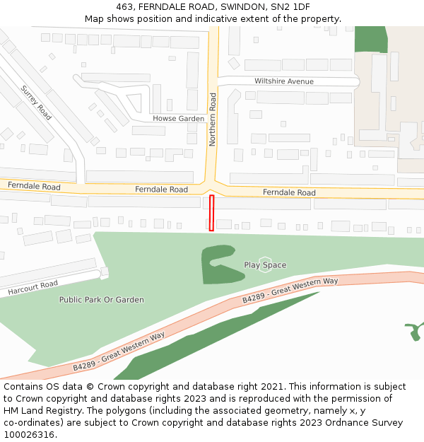 463, FERNDALE ROAD, SWINDON, SN2 1DF: Location map and indicative extent of plot