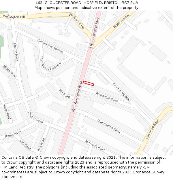 463, GLOUCESTER ROAD, HORFIELD, BRISTOL, BS7 8UA: Location map and indicative extent of plot