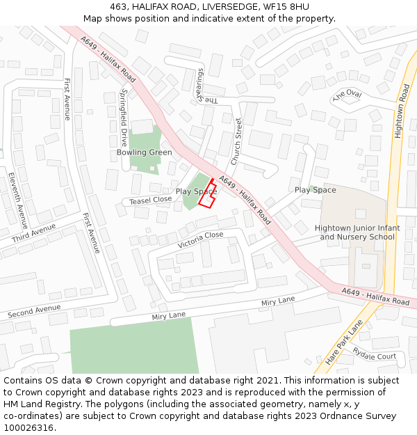 463, HALIFAX ROAD, LIVERSEDGE, WF15 8HU: Location map and indicative extent of plot