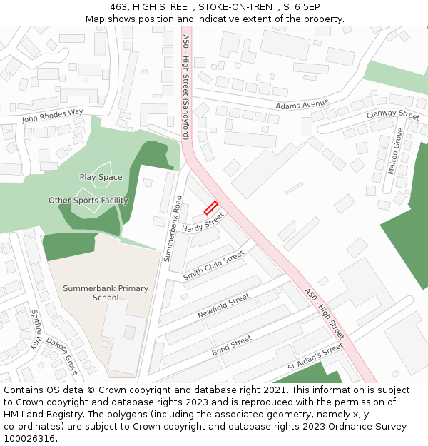 463, HIGH STREET, STOKE-ON-TRENT, ST6 5EP: Location map and indicative extent of plot
