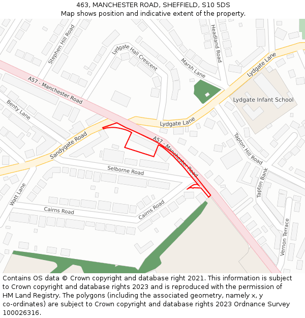 463, MANCHESTER ROAD, SHEFFIELD, S10 5DS: Location map and indicative extent of plot