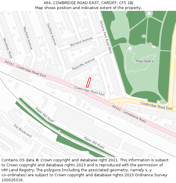 464, COWBRIDGE ROAD EAST, CARDIFF, CF5 1BJ: Location map and indicative extent of plot