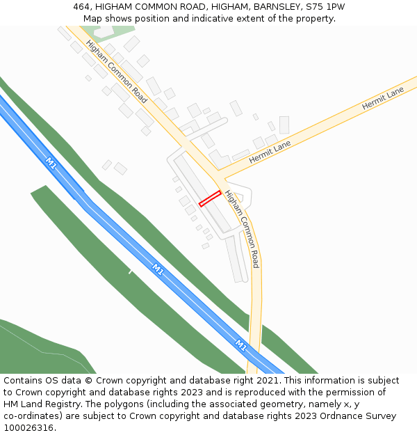 464, HIGHAM COMMON ROAD, HIGHAM, BARNSLEY, S75 1PW: Location map and indicative extent of plot
