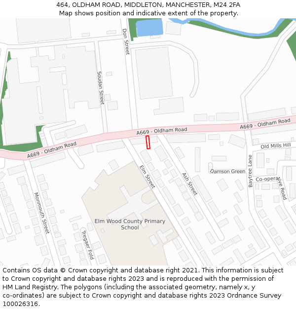 464, OLDHAM ROAD, MIDDLETON, MANCHESTER, M24 2FA: Location map and indicative extent of plot