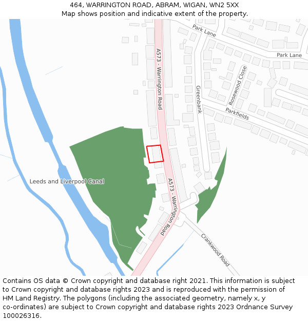 464, WARRINGTON ROAD, ABRAM, WIGAN, WN2 5XX: Location map and indicative extent of plot