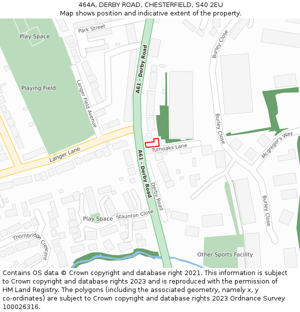 464A, DERBY ROAD, CHESTERFIELD, S40 2EU: Location map and indicative extent of plot