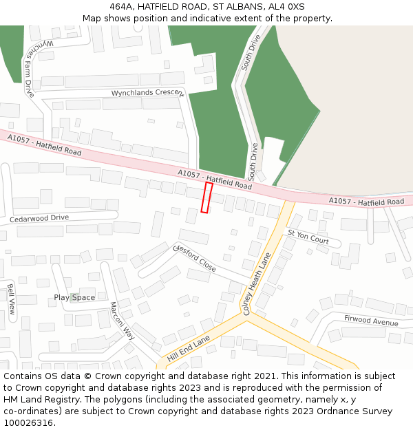 464A, HATFIELD ROAD, ST ALBANS, AL4 0XS: Location map and indicative extent of plot