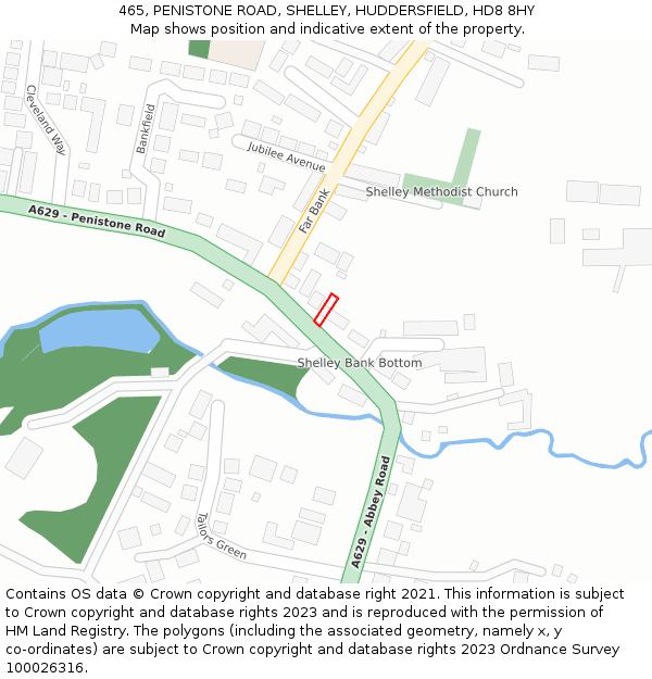 465, PENISTONE ROAD, SHELLEY, HUDDERSFIELD, HD8 8HY: Location map and indicative extent of plot