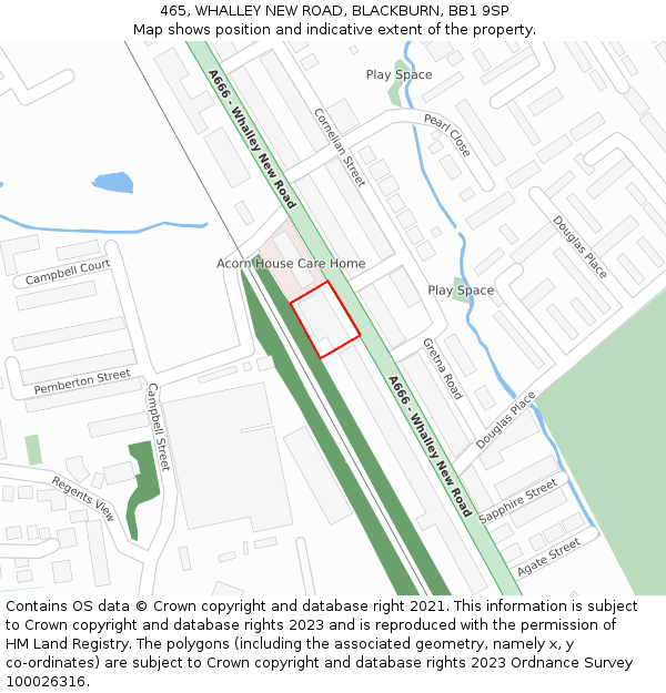 465, WHALLEY NEW ROAD, BLACKBURN, BB1 9SP: Location map and indicative extent of plot