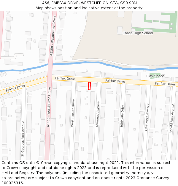 466, FAIRFAX DRIVE, WESTCLIFF-ON-SEA, SS0 9RN: Location map and indicative extent of plot