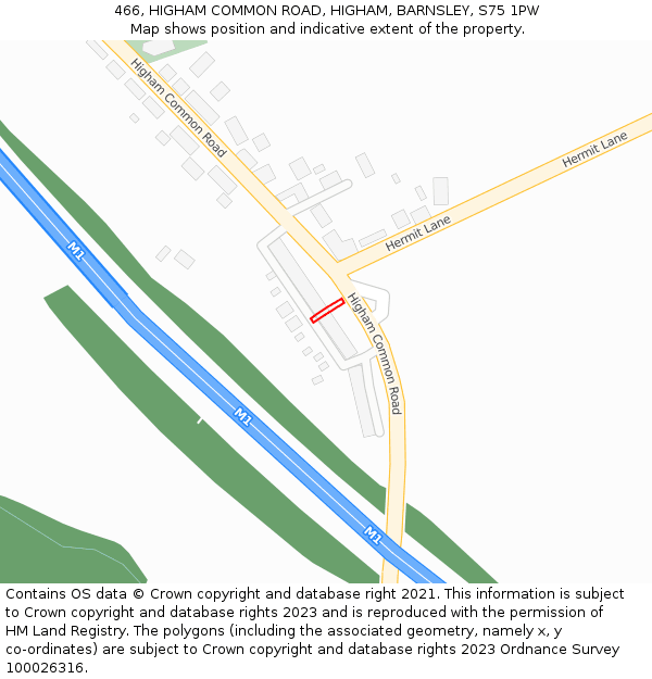 466, HIGHAM COMMON ROAD, HIGHAM, BARNSLEY, S75 1PW: Location map and indicative extent of plot