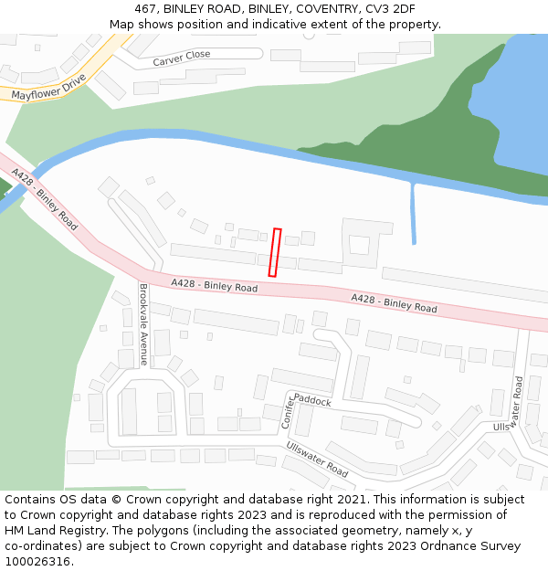 467, BINLEY ROAD, BINLEY, COVENTRY, CV3 2DF: Location map and indicative extent of plot