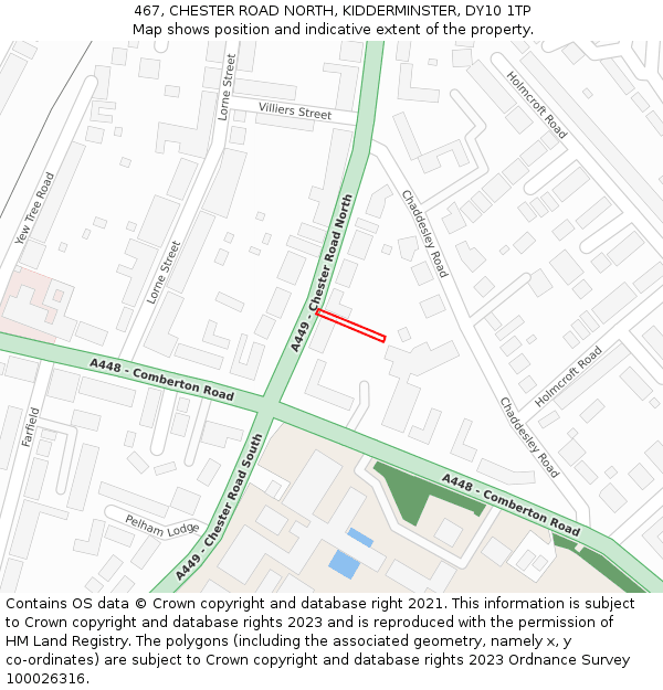 467, CHESTER ROAD NORTH, KIDDERMINSTER, DY10 1TP: Location map and indicative extent of plot