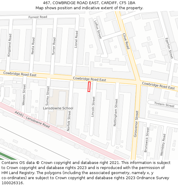 467, COWBRIDGE ROAD EAST, CARDIFF, CF5 1BA: Location map and indicative extent of plot