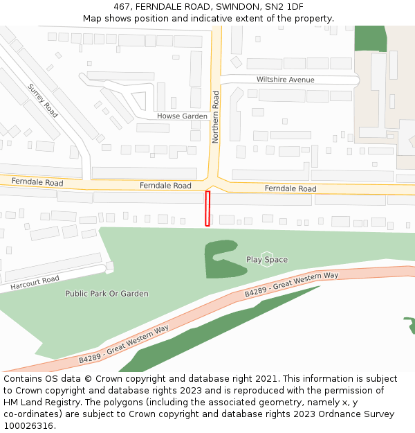 467, FERNDALE ROAD, SWINDON, SN2 1DF: Location map and indicative extent of plot