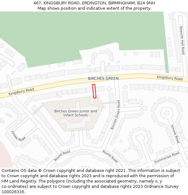 467, KINGSBURY ROAD, ERDINGTON, BIRMINGHAM, B24 9NH: Location map and indicative extent of plot