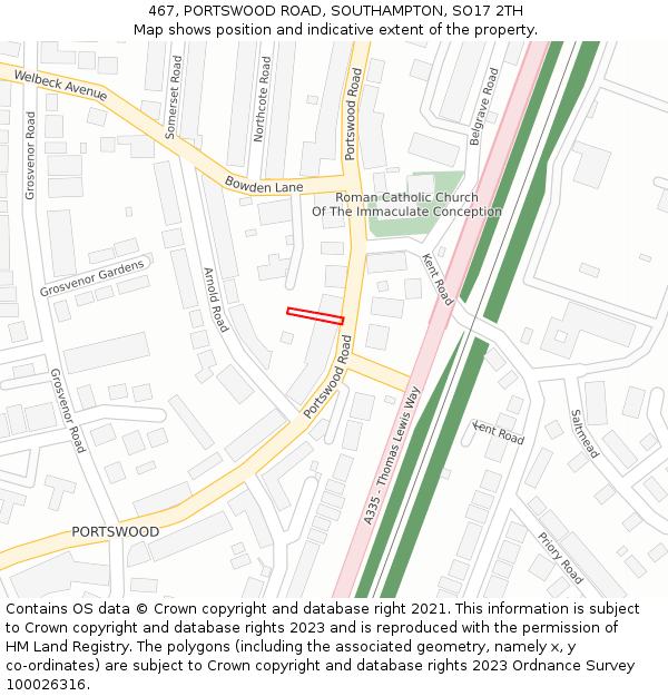 467, PORTSWOOD ROAD, SOUTHAMPTON, SO17 2TH: Location map and indicative extent of plot