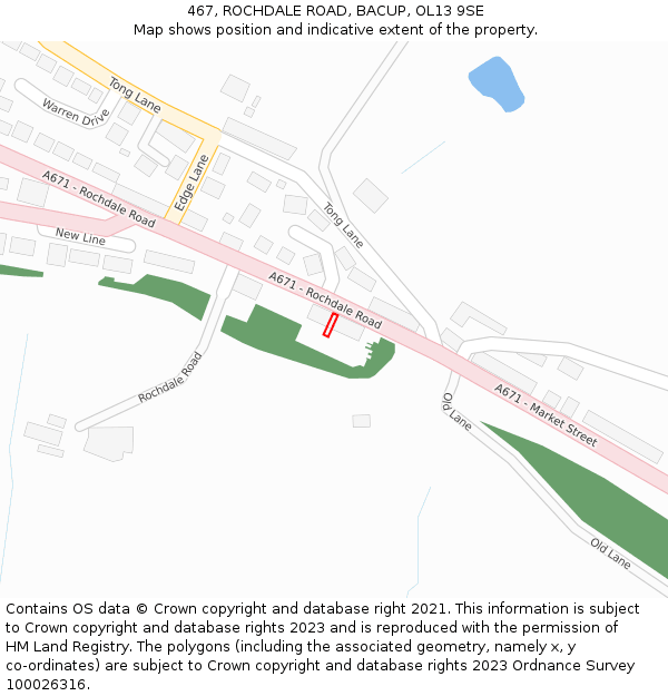 467, ROCHDALE ROAD, BACUP, OL13 9SE: Location map and indicative extent of plot