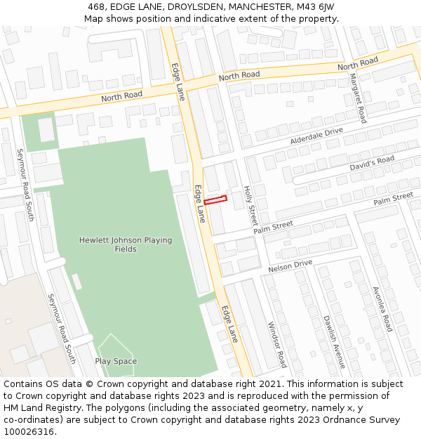 468, EDGE LANE, DROYLSDEN, MANCHESTER, M43 6JW: Location map and indicative extent of plot