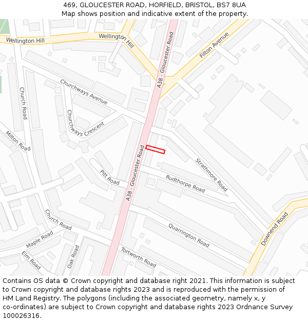 469, GLOUCESTER ROAD, HORFIELD, BRISTOL, BS7 8UA: Location map and indicative extent of plot