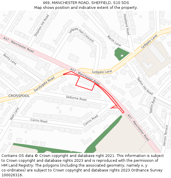 469, MANCHESTER ROAD, SHEFFIELD, S10 5DS: Location map and indicative extent of plot