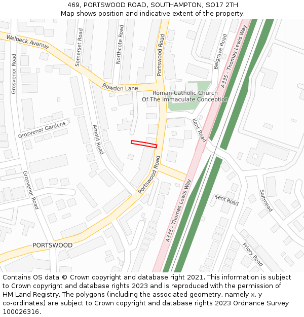 469, PORTSWOOD ROAD, SOUTHAMPTON, SO17 2TH: Location map and indicative extent of plot