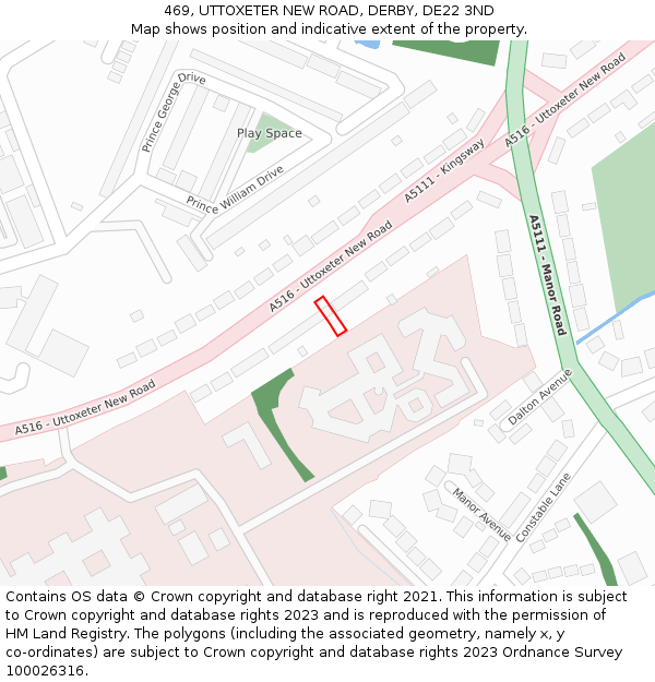 469, UTTOXETER NEW ROAD, DERBY, DE22 3ND: Location map and indicative extent of plot