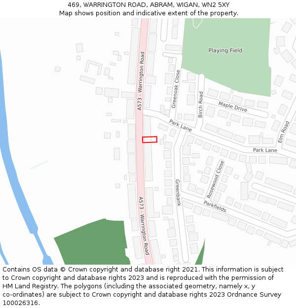 469, WARRINGTON ROAD, ABRAM, WIGAN, WN2 5XY: Location map and indicative extent of plot