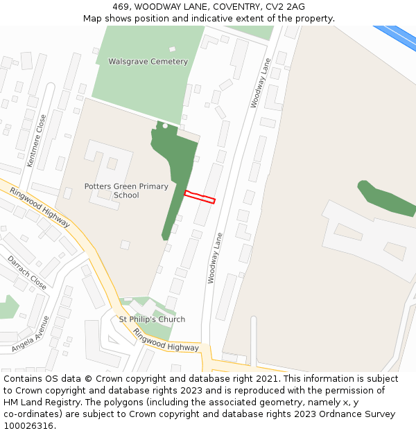 469, WOODWAY LANE, COVENTRY, CV2 2AG: Location map and indicative extent of plot