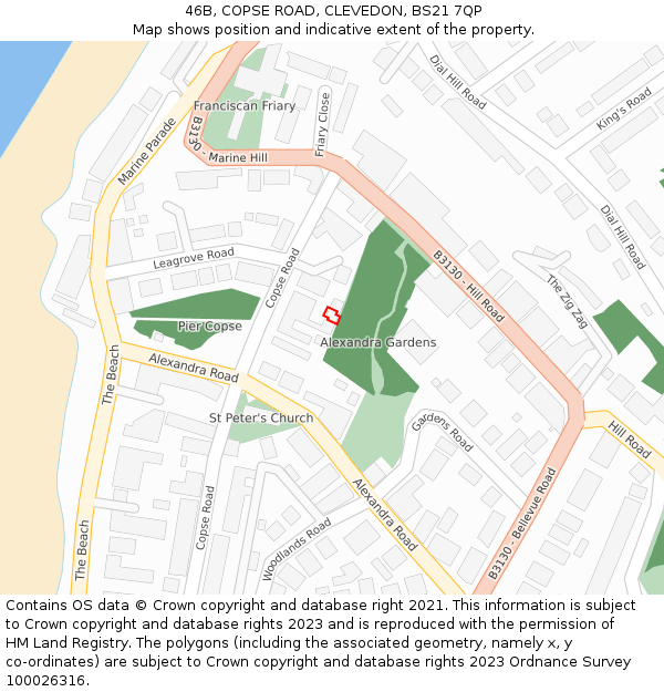 46B, COPSE ROAD, CLEVEDON, BS21 7QP: Location map and indicative extent of plot