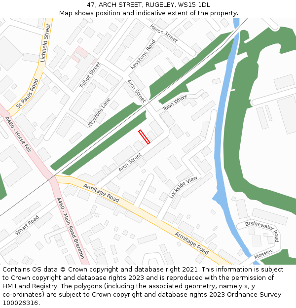 47, ARCH STREET, RUGELEY, WS15 1DL: Location map and indicative extent of plot