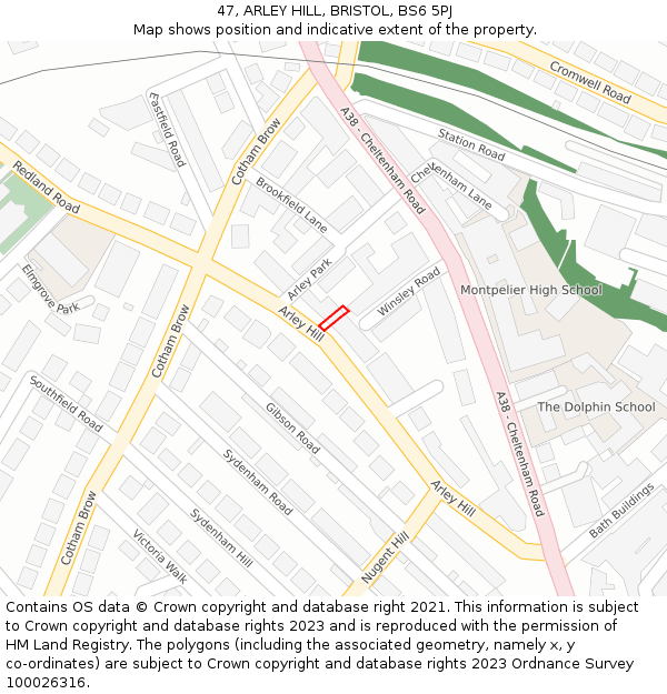 47, ARLEY HILL, BRISTOL, BS6 5PJ: Location map and indicative extent of plot