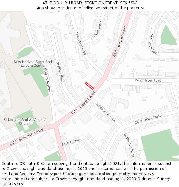 47, BIDDULPH ROAD, STOKE-ON-TRENT, ST6 6SW: Location map and indicative extent of plot