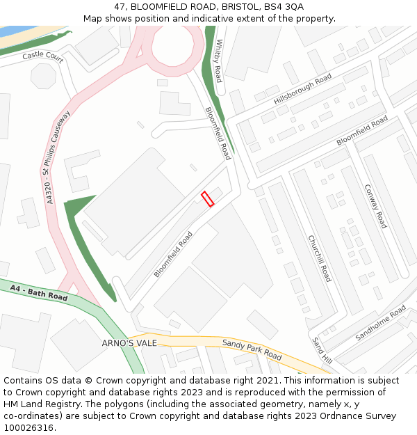 47, BLOOMFIELD ROAD, BRISTOL, BS4 3QA: Location map and indicative extent of plot