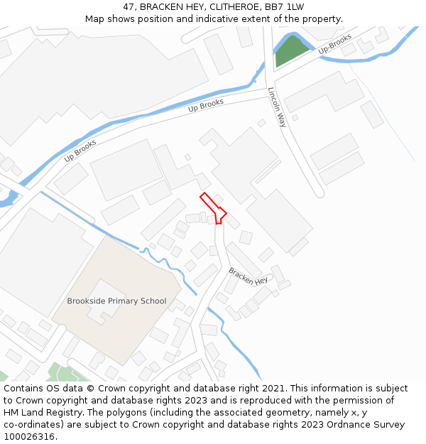 47, BRACKEN HEY, CLITHEROE, BB7 1LW: Location map and indicative extent of plot