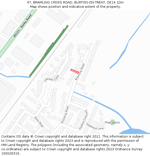47, BRAMLING CROSS ROAD, BURTON-ON-TRENT, DE14 1DH: Location map and indicative extent of plot