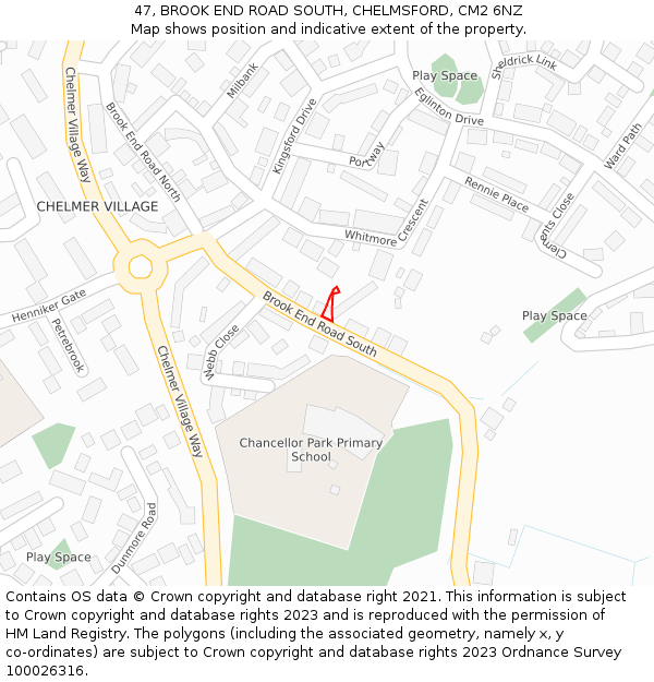 47, BROOK END ROAD SOUTH, CHELMSFORD, CM2 6NZ: Location map and indicative extent of plot
